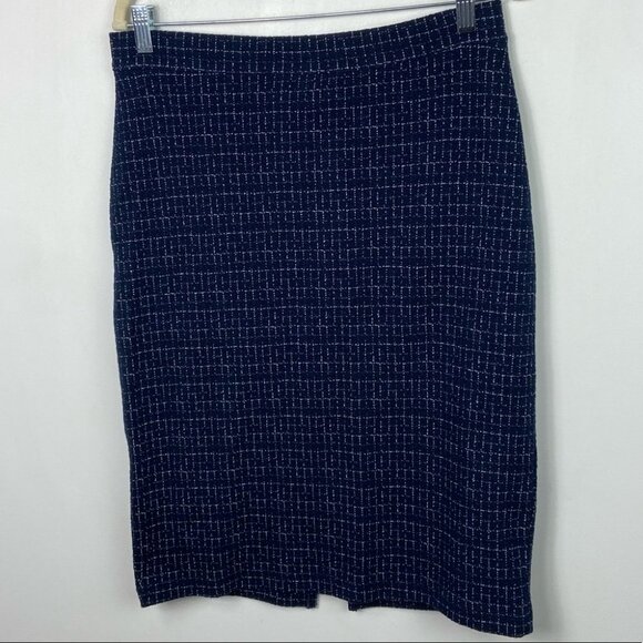 Anthropologie Maeve Printed Pencil Skirt Size Medium Stretch Blue Career Midi M - Picture 7 of 8